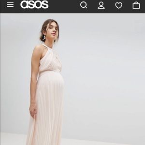 ASOS TFNC Maternity bridesmaid pleated maxi dress
